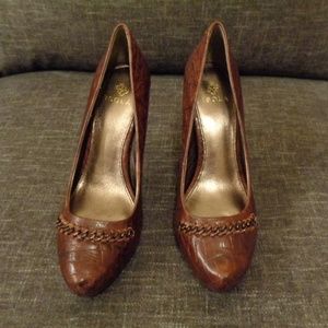 Isola Coral Cognac Croc Pattern Leather Pumps  9 M